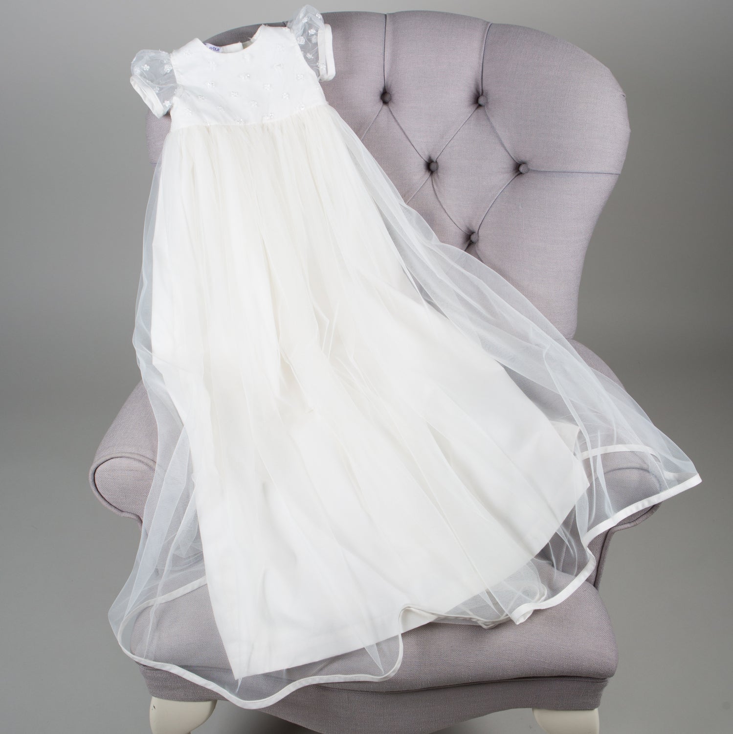Harriet Tulle Christening Gown Personalised hand made baby gifts